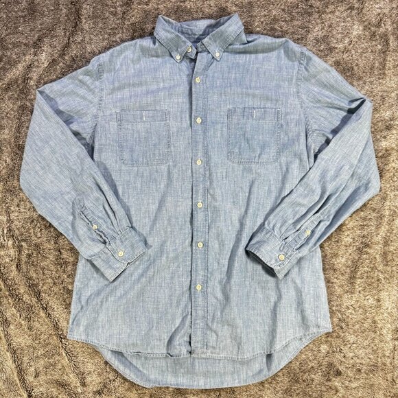 Chap's By Ralph Lauren Men's Button Down Long Sleeve Denim Shirt Sz L - Picture 1 of 7